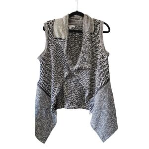 Anthropologie Black and White Knit Draped Vest